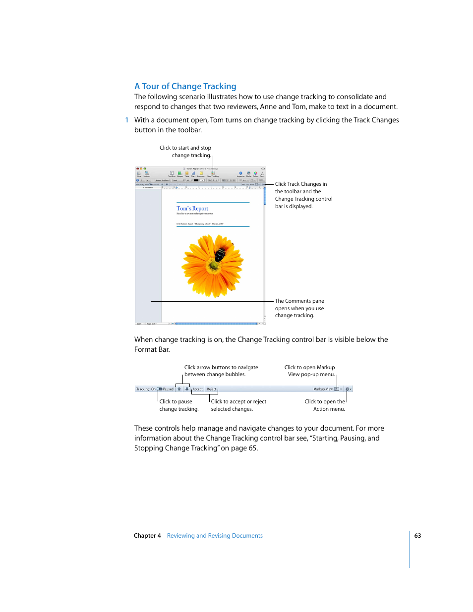 A tour of change tracking | Apple Pages '08 User Manual | Page 63 / 246