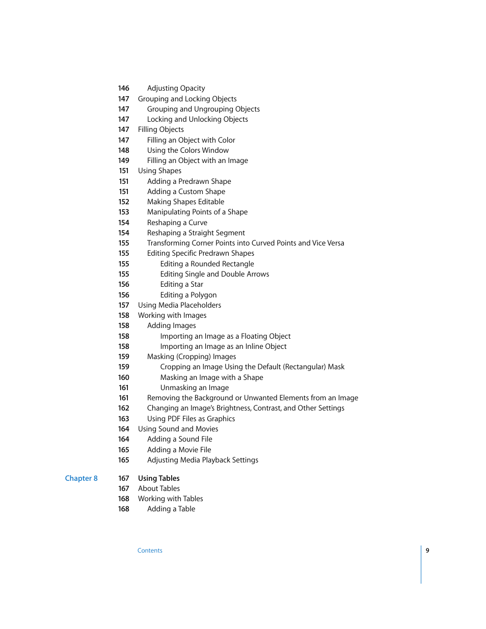 Apple Pages '08 User Manual | Page 9 / 246