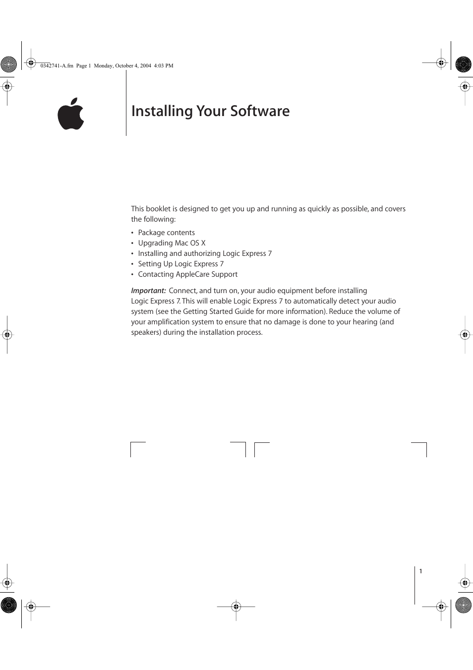 Apple Logic Express 7 User Manual | 8 pages