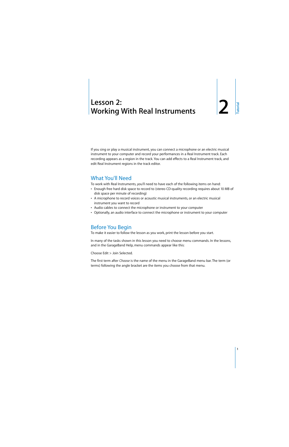 Apple GarageBand Tutorial: Lesson 2 User Manual | 7 pages