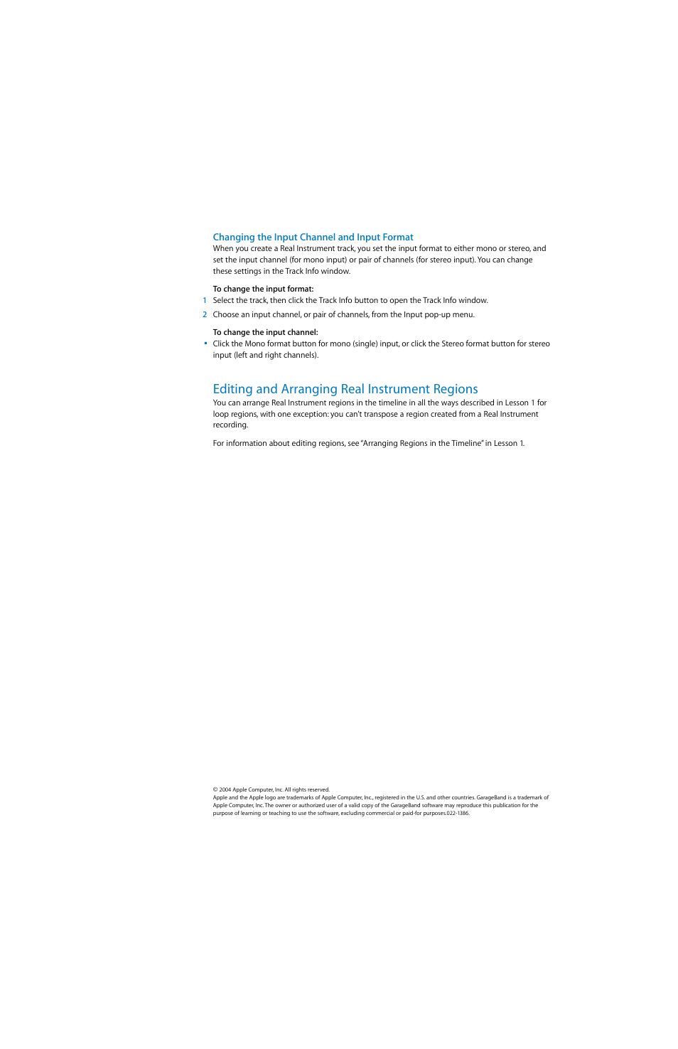 Editing and arranging real instrument regions | Apple GarageBand Tutorial: Lesson 2 User Manual | Page 7 / 7