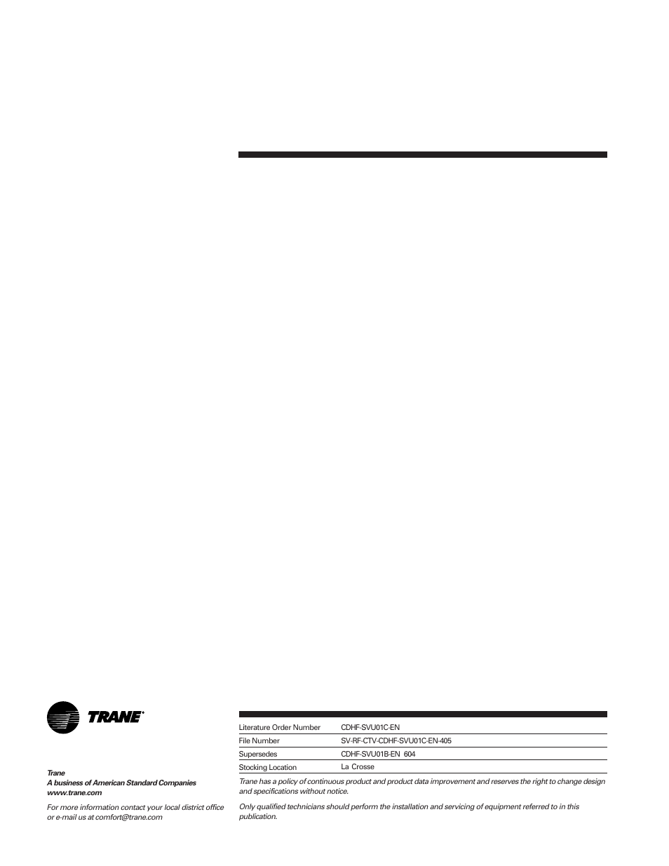 American Standard CH530 User Manual | Page 116 / 116