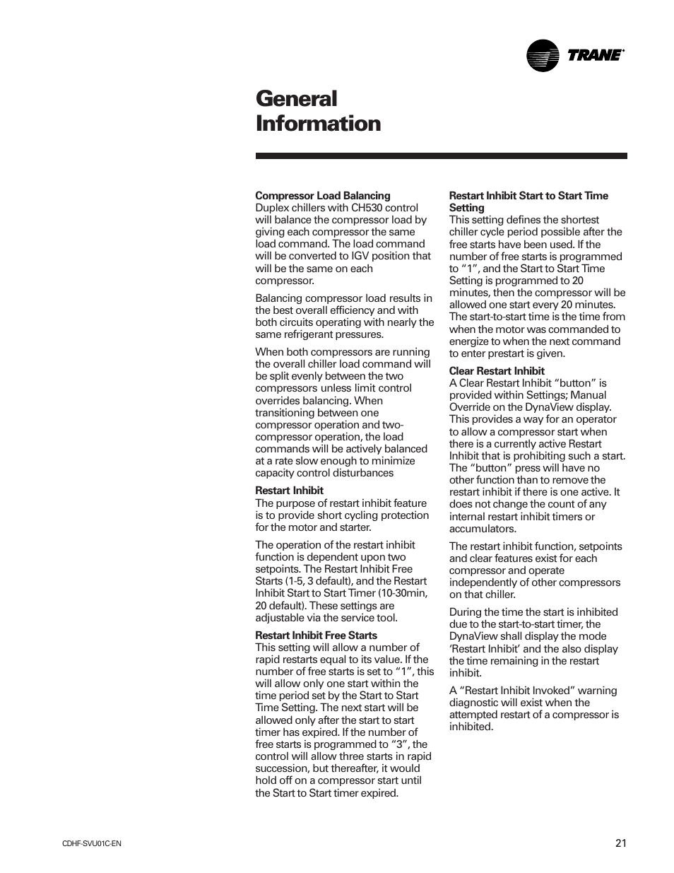 General information | American Standard CH530 User Manual | Page 21 / 116