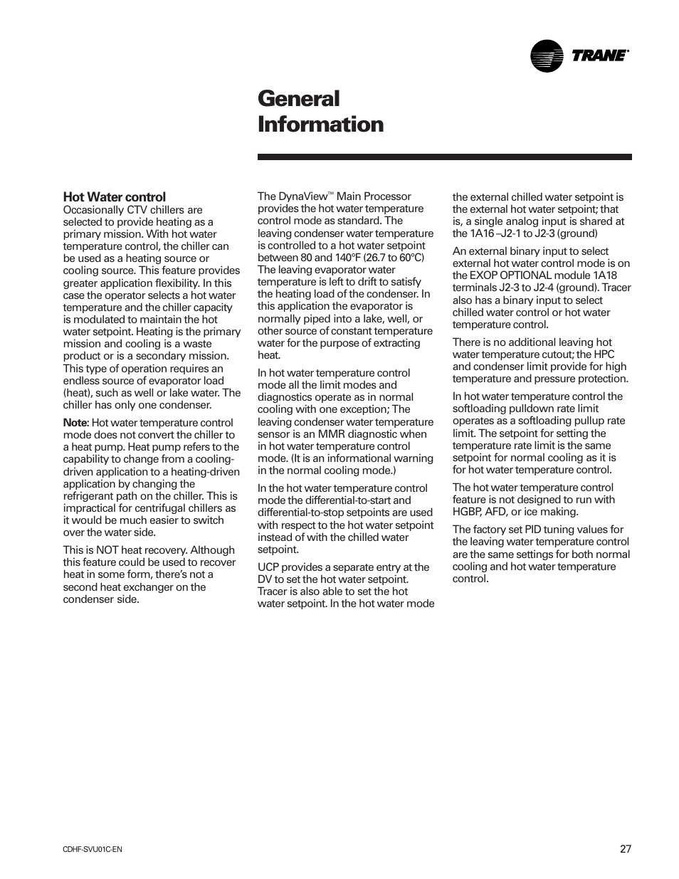 General information | American Standard CH530 User Manual | Page 27 / 116