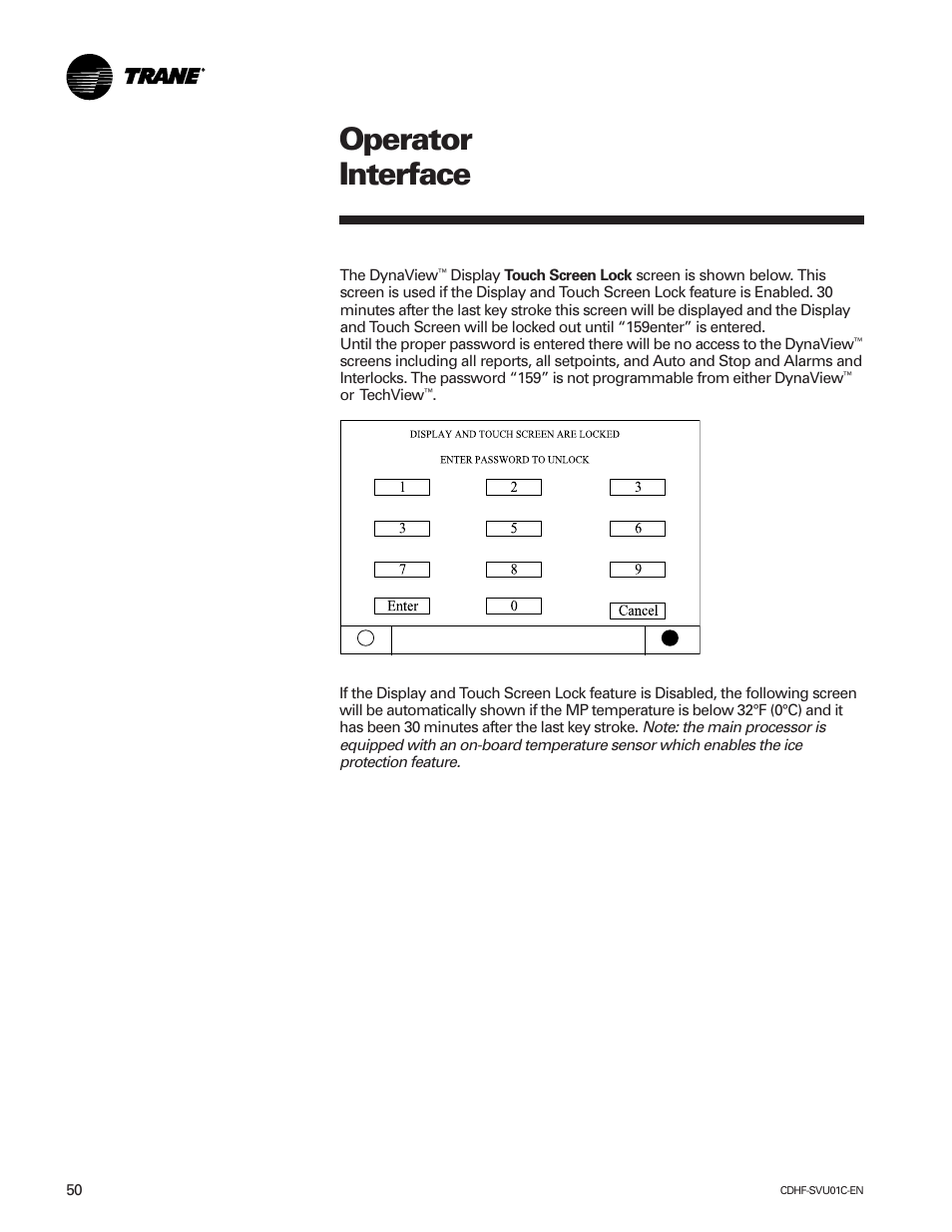 Operator interface | American Standard CH530 User Manual | Page 50 / 116