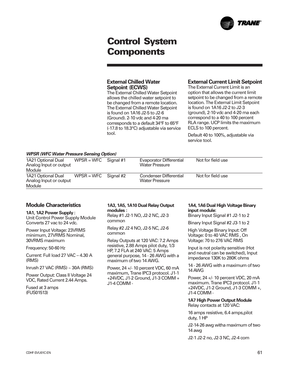 Control system components | American Standard CH530 User Manual | Page 61 / 116