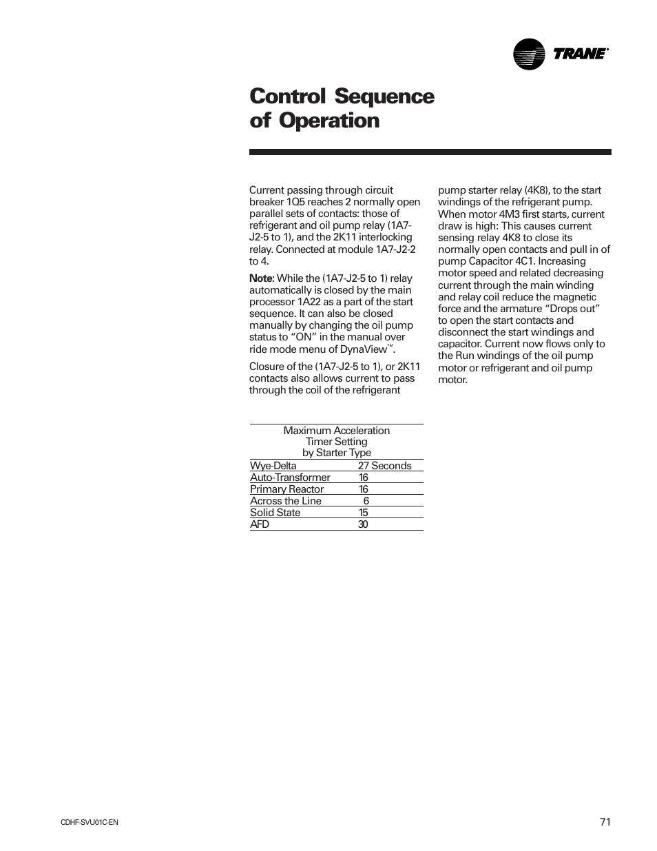 Control sequence of operation | American Standard CH530 User Manual | Page 71 / 116