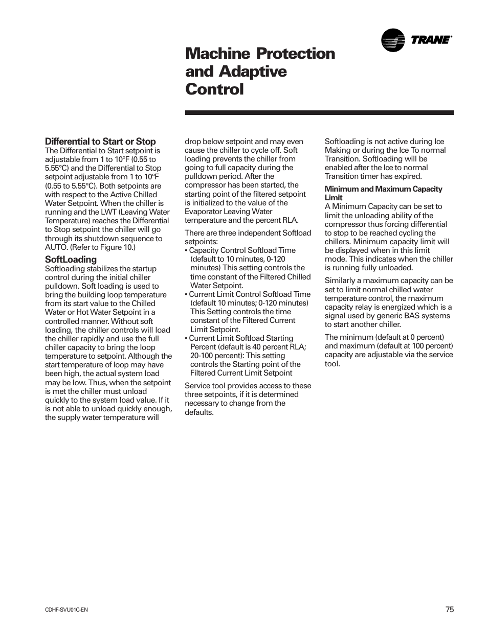 Machine protection and adaptive control | American Standard CH530 User Manual | Page 75 / 116