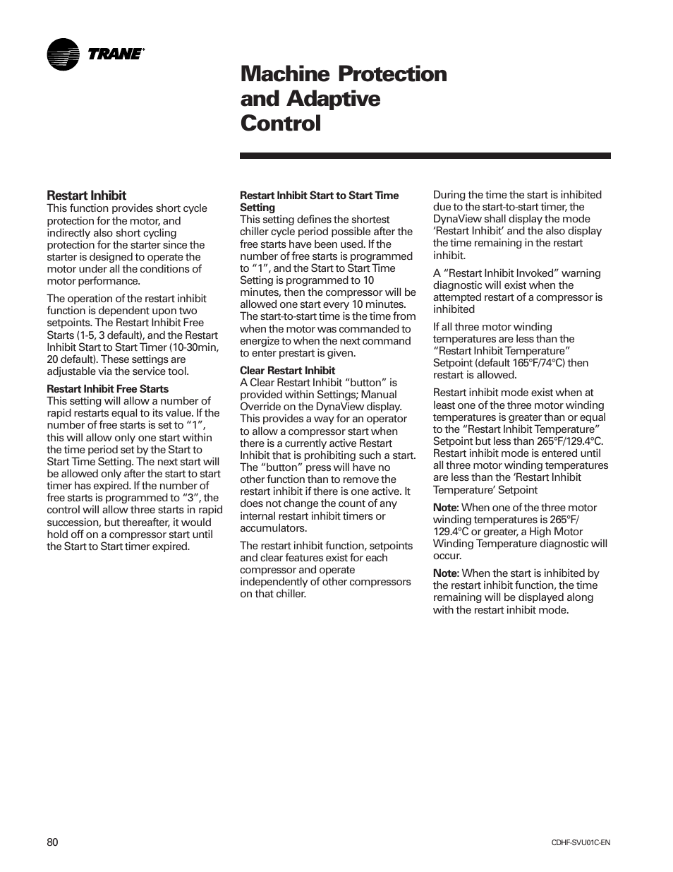 Machine protection and adaptive control | American Standard CH530 User Manual | Page 80 / 116