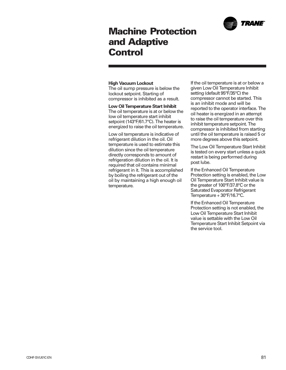 Machine protection and adaptive control | American Standard CH530 User Manual | Page 81 / 116