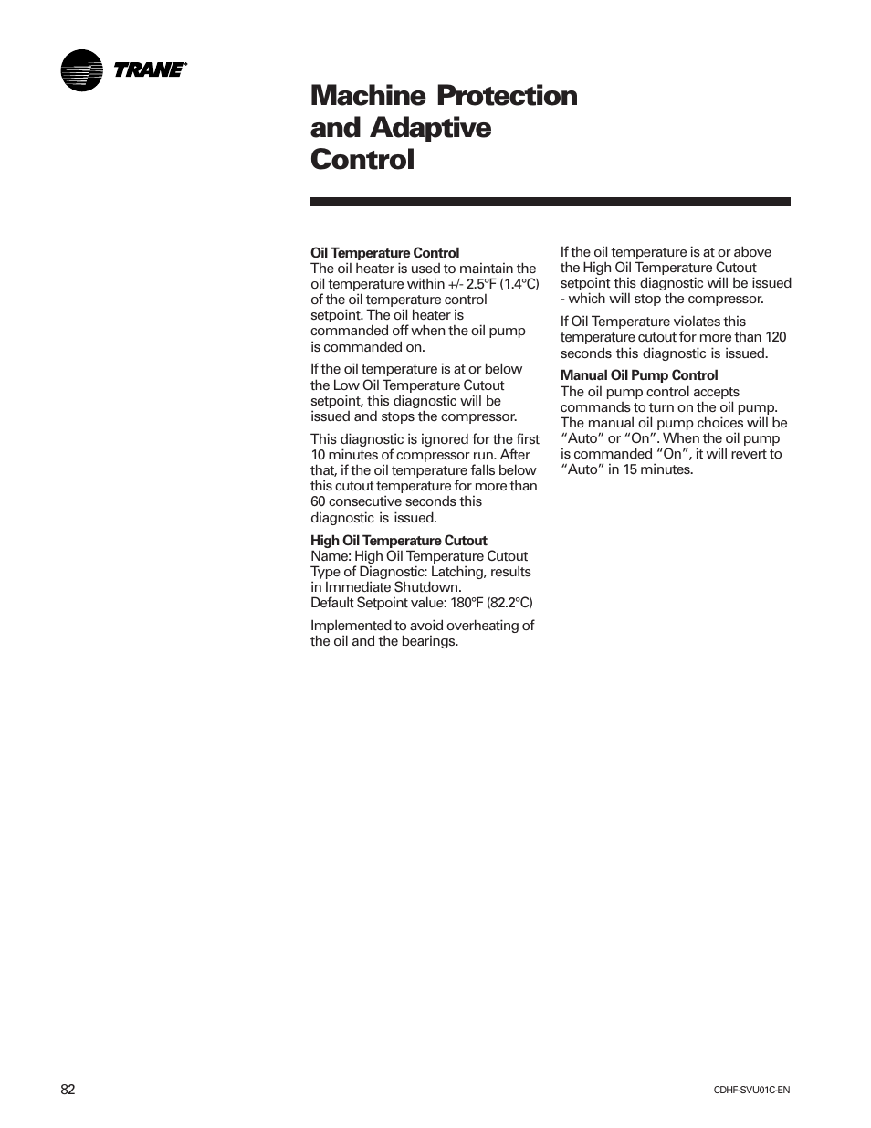 Machine protection and adaptive control | American Standard CH530 User Manual | Page 82 / 116