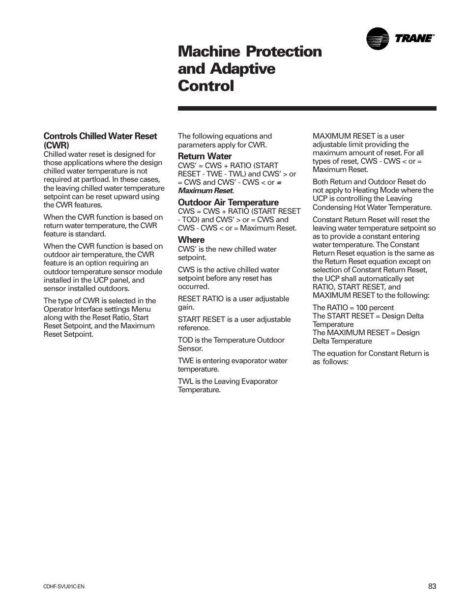 Machine protection and adaptive control | American Standard CH530 User Manual | Page 83 / 116