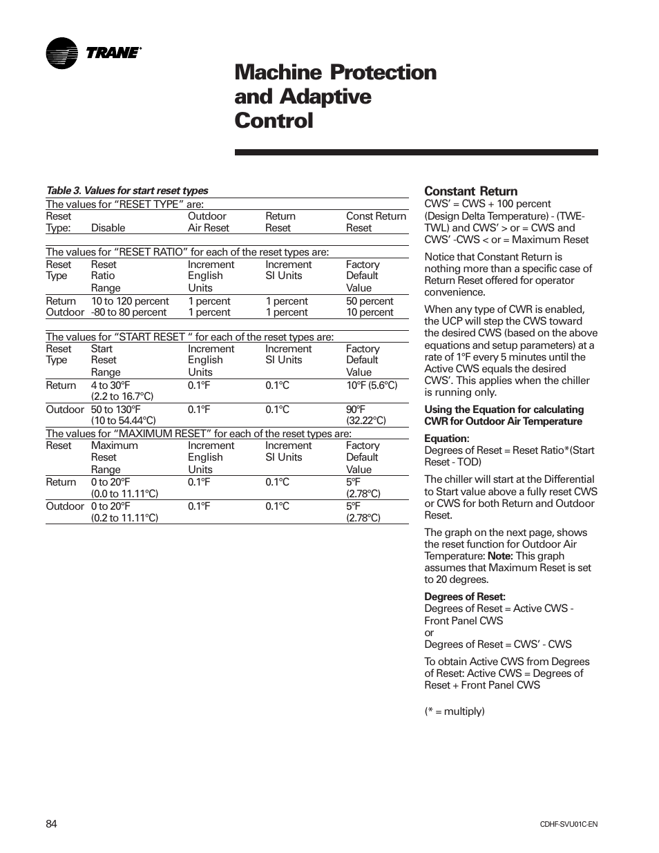 Machine protection and adaptive control | American Standard CH530 User Manual | Page 84 / 116