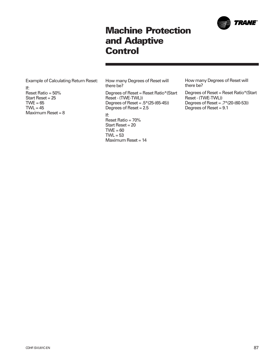 Machine protection and adaptive control | American Standard CH530 User Manual | Page 87 / 116