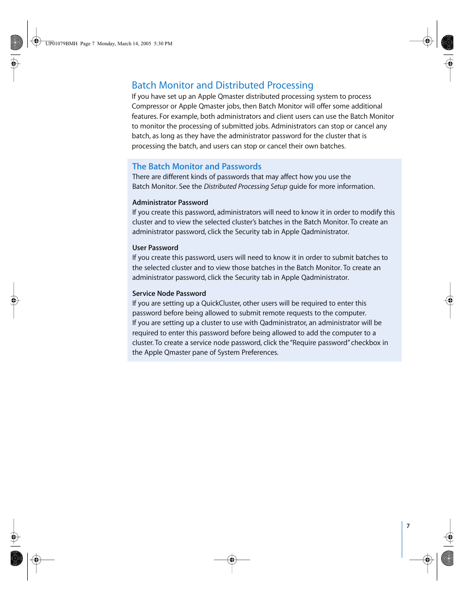 Batch monitor and distributed processing, The batch monitor and passwords, P. 7) | Apple Compressor or Qmaster Batch Monitor User Manual | Page 7 / 10