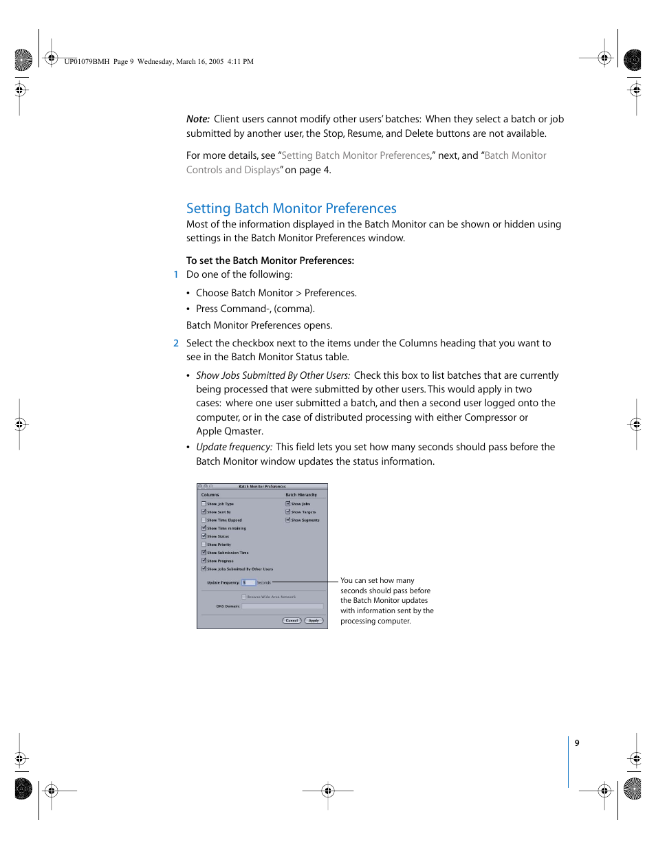 Setting batch monitor preferences, P. 9) | Apple Compressor or Qmaster Batch Monitor User Manual | Page 9 / 10