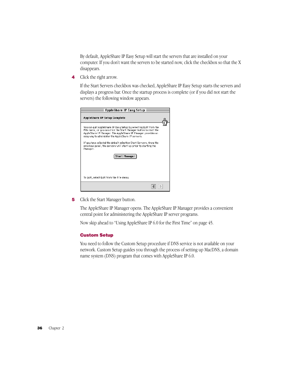 Custom setup | Apple AppleShare IP 6.0 User Manual | Page 36 / 70