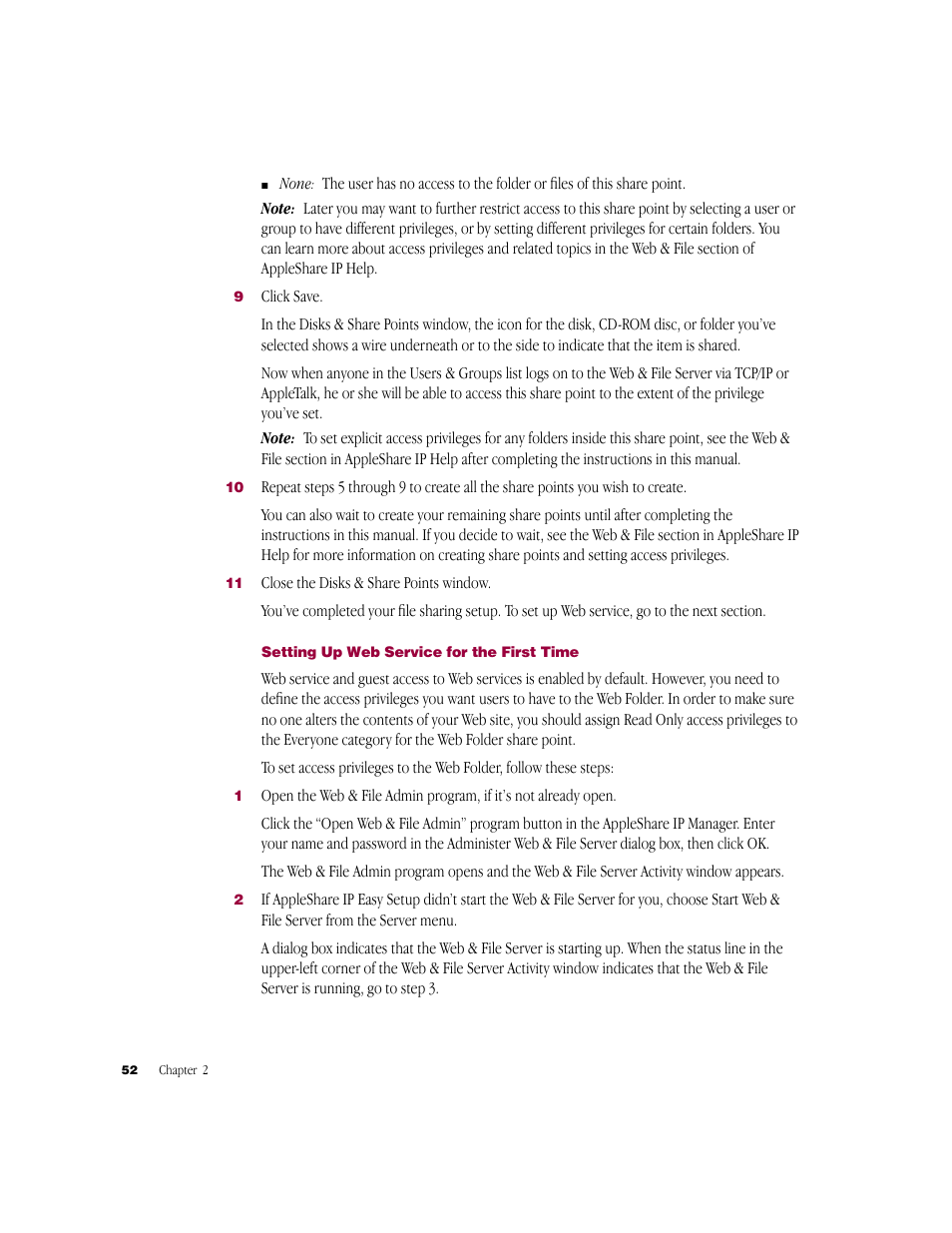 Setting up web service for the first time | Apple AppleShare IP 6.0 User Manual | Page 52 / 70