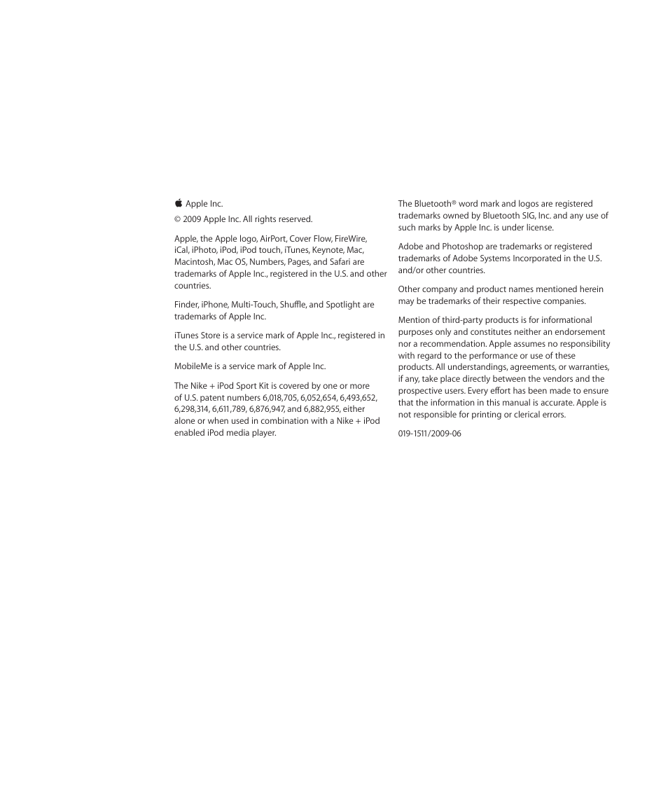 Apple iPod touch iOS 3.0 User Manual | Page 153 / 153