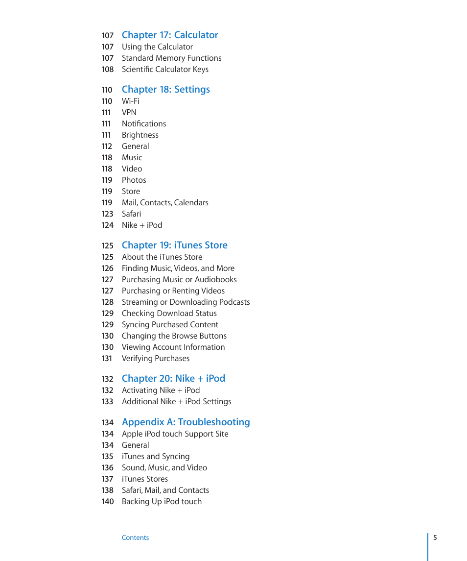 Apple iPod touch iOS 3.0 User Manual | Page 5 / 153