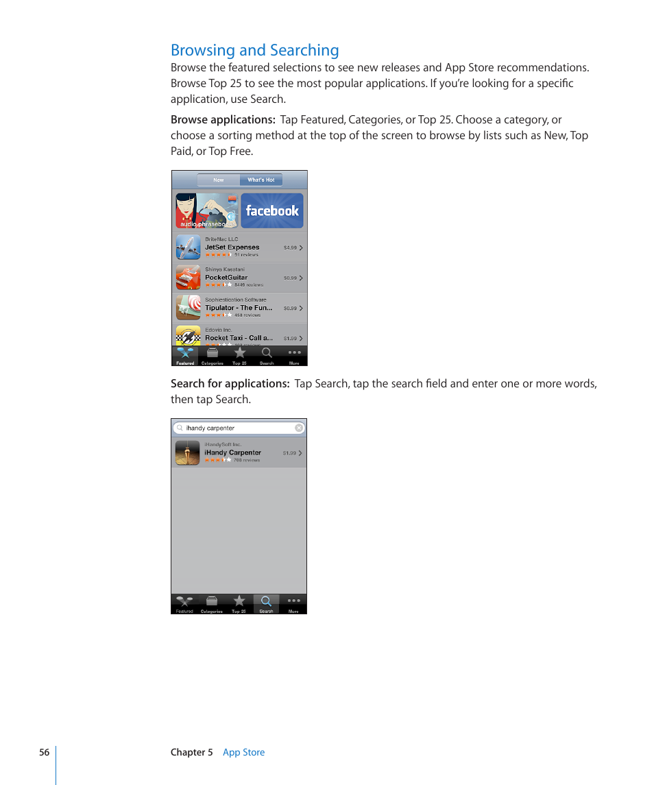 Browsing and searching | Apple iPod touch iOS 3.0 User Manual | Page 56 / 153