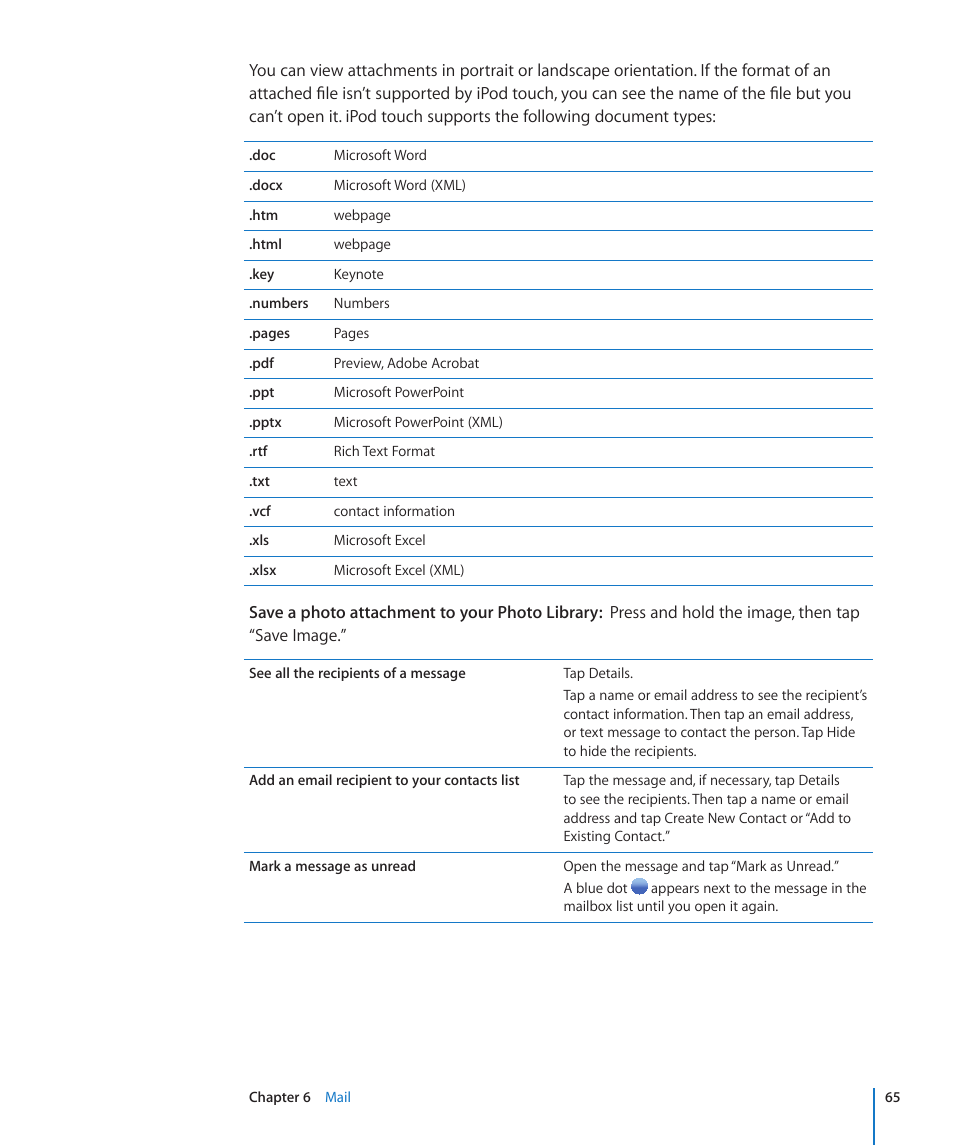 Apple iPod touch iOS 3.0 User Manual | Page 65 / 153