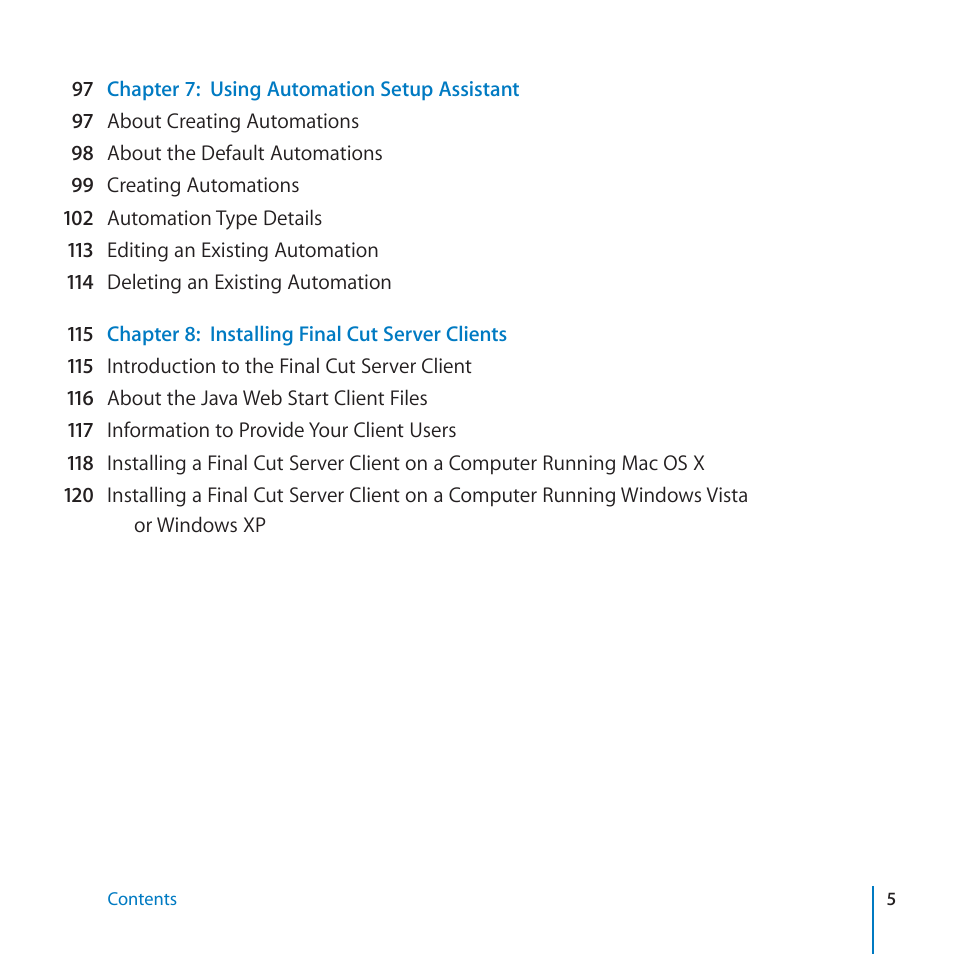 Apple Final Cut Server 1.5 User Manual | Page 5 / 125