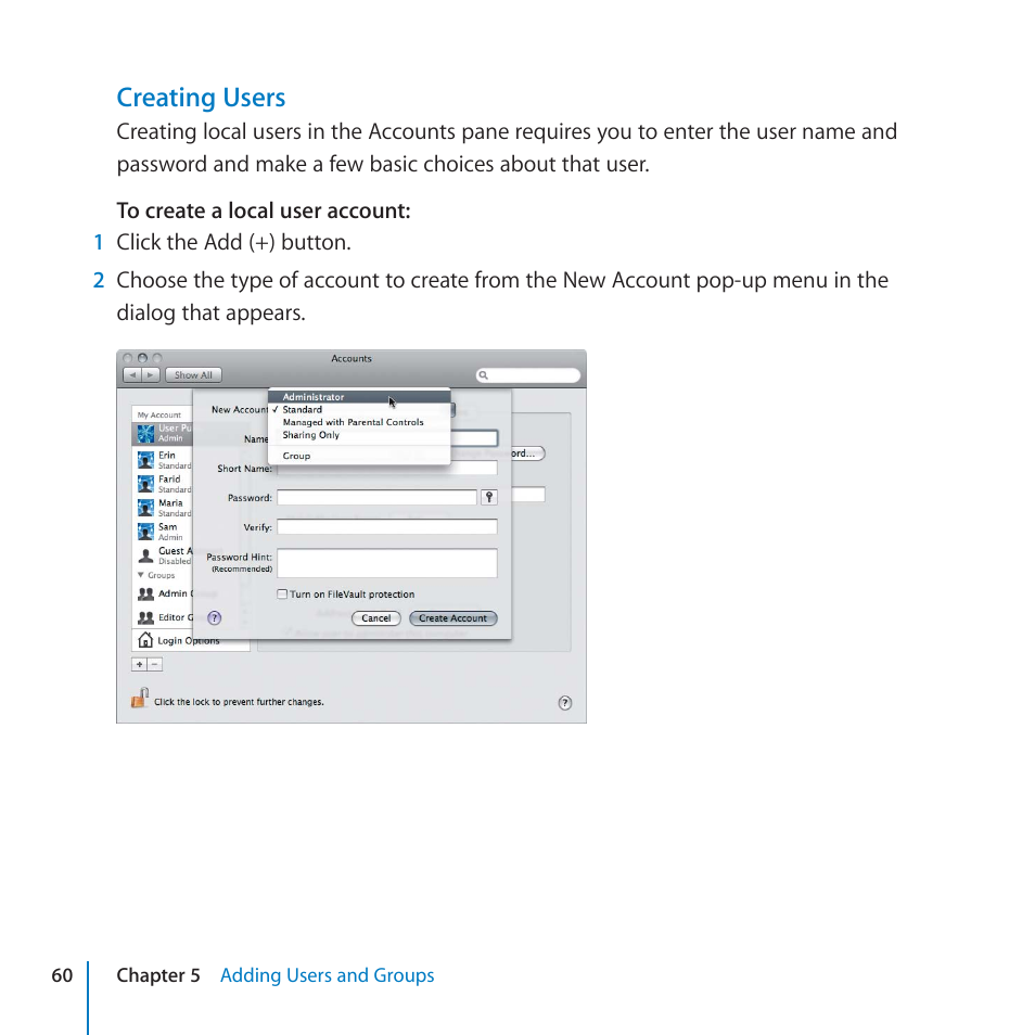 Creating users | Apple Final Cut Server 1.5 User Manual | Page 60 / 125