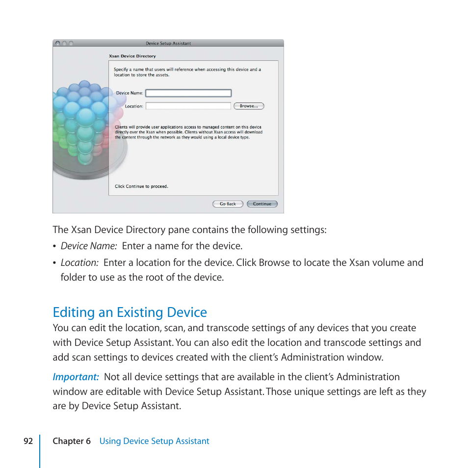 Editing an existing device, 92 editing an existing device | Apple Final Cut Server 1.5 User Manual | Page 92 / 125