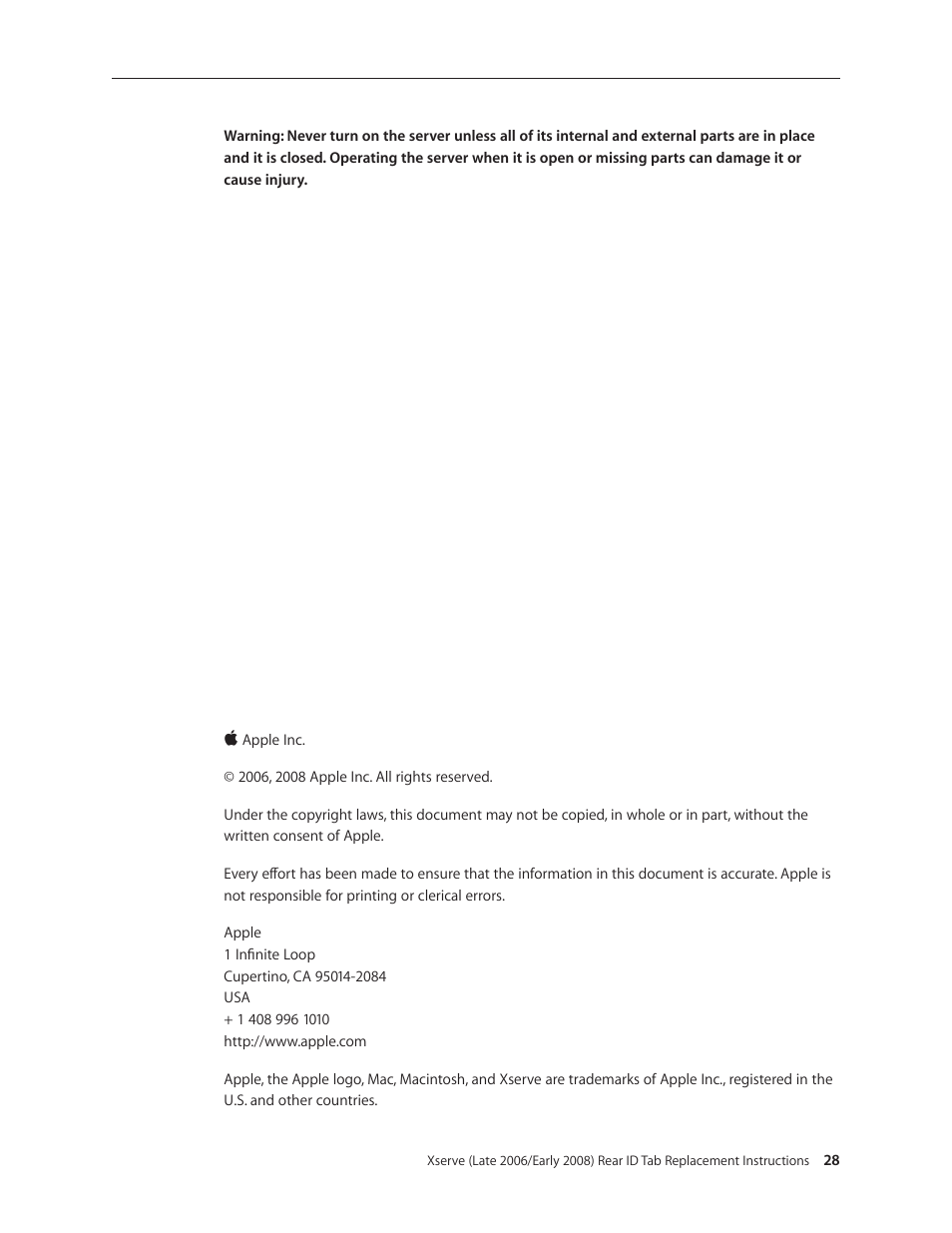 Apple Xserve (Early 2008) DIY Procedure for Rear ID Tab User Manual | Page 28 / 28