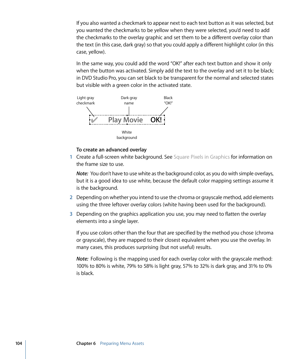 Play movie ok | Apple DVD Studio Pro 4 User Manual | Page 104 / 656