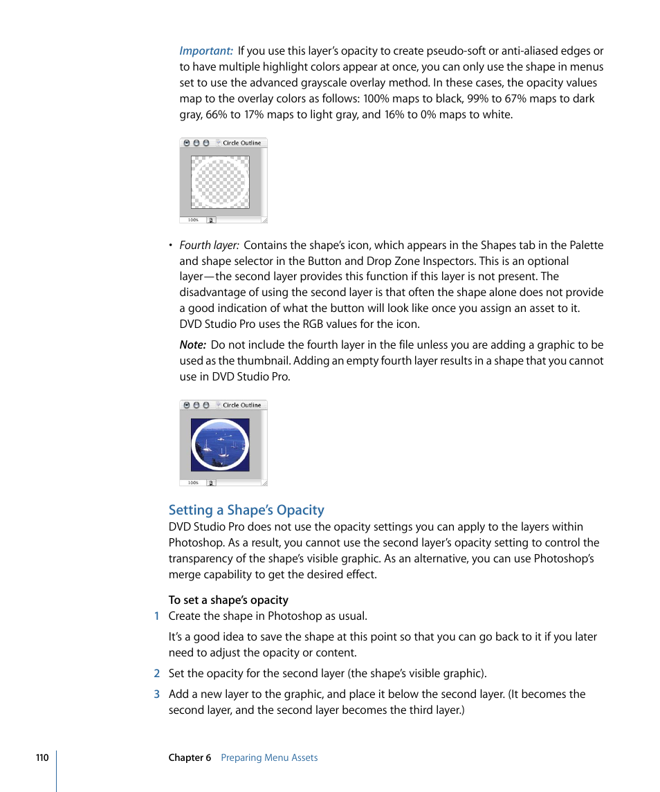 Setting a shape’s opacity | Apple DVD Studio Pro 4 User Manual | Page 110 / 656