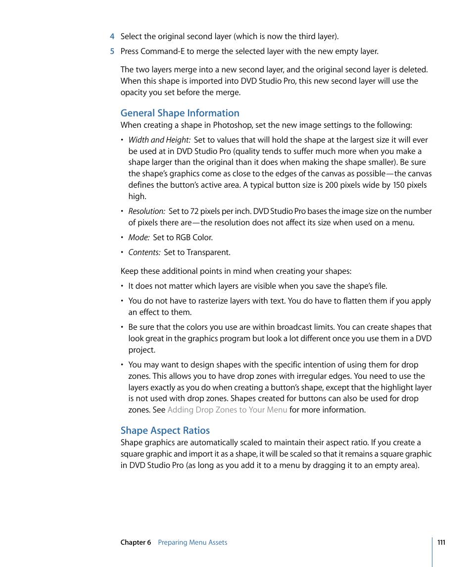 General shape information, Shape aspect ratios | Apple DVD Studio Pro 4 User Manual | Page 111 / 656
