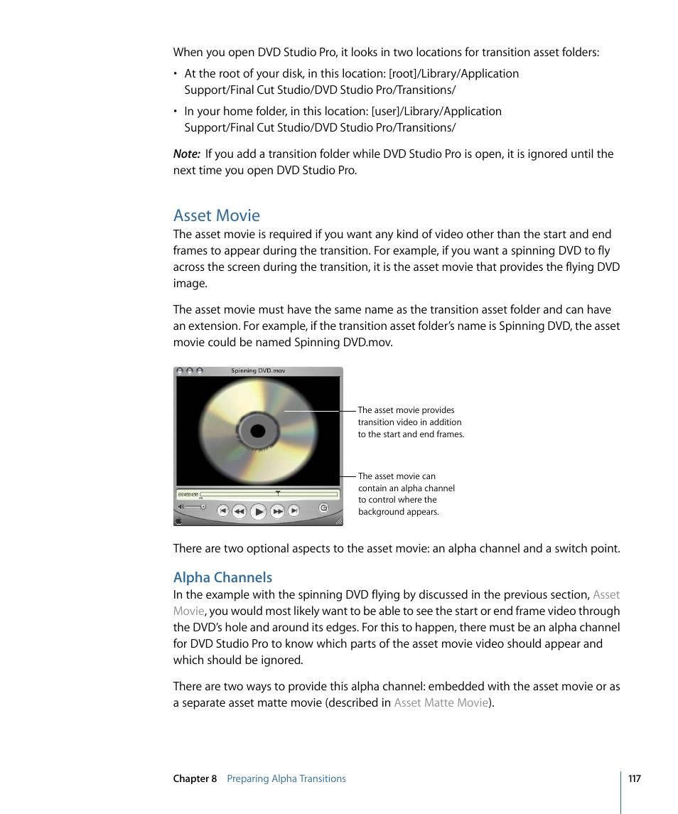 Asset movie, Alpha channels | Apple DVD Studio Pro 4 User Manual | Page 117 / 656