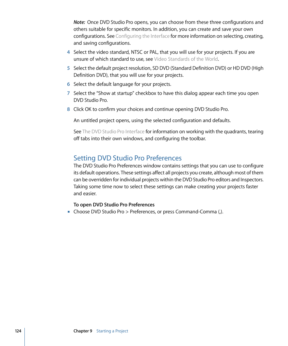 Setting dvd studio pro preferences | Apple DVD Studio Pro 4 User Manual | Page 124 / 656