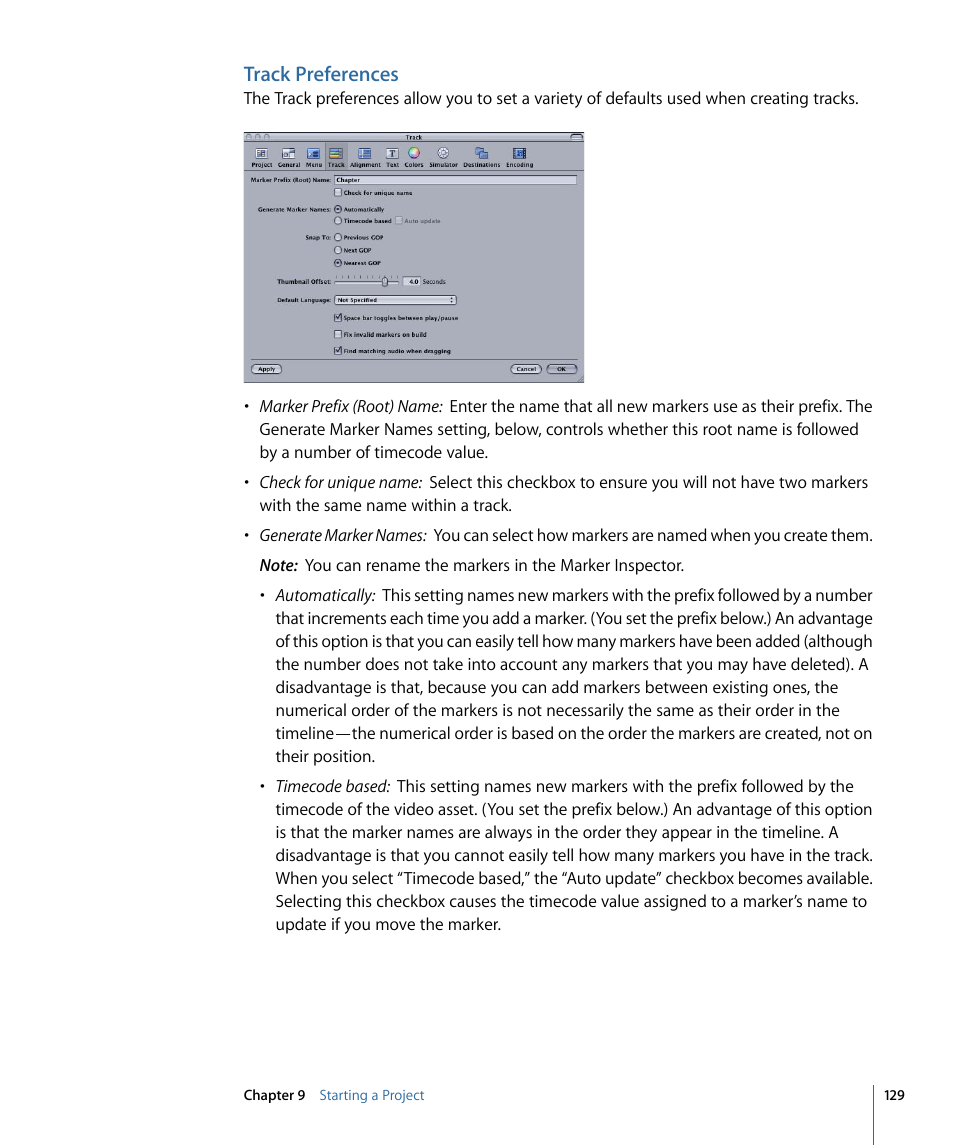 Track preferences | Apple DVD Studio Pro 4 User Manual | Page 129 / 656