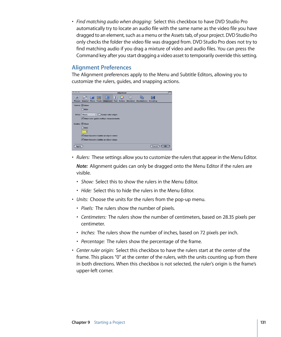 Alignment preferences | Apple DVD Studio Pro 4 User Manual | Page 131 / 656
