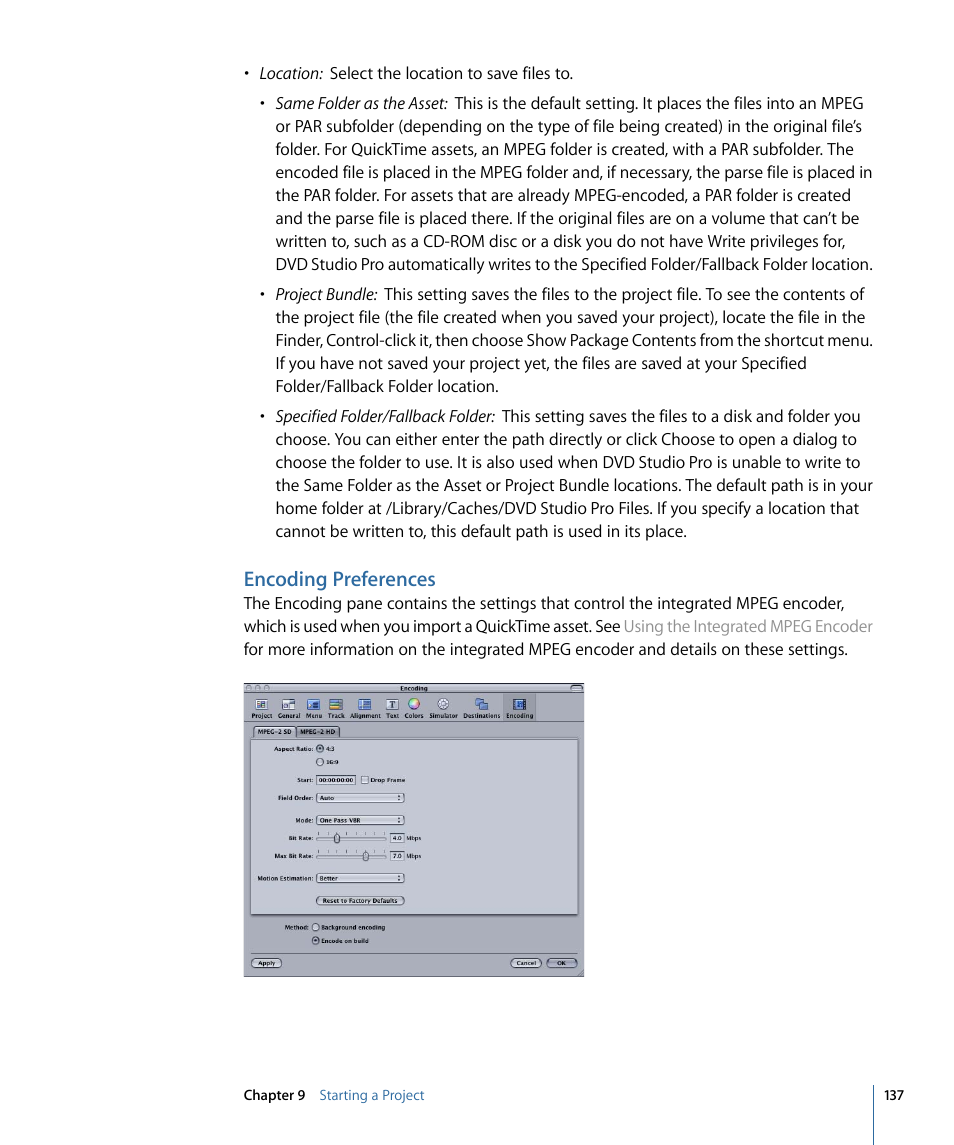 Encoding preferences | Apple DVD Studio Pro 4 User Manual | Page 137 / 656