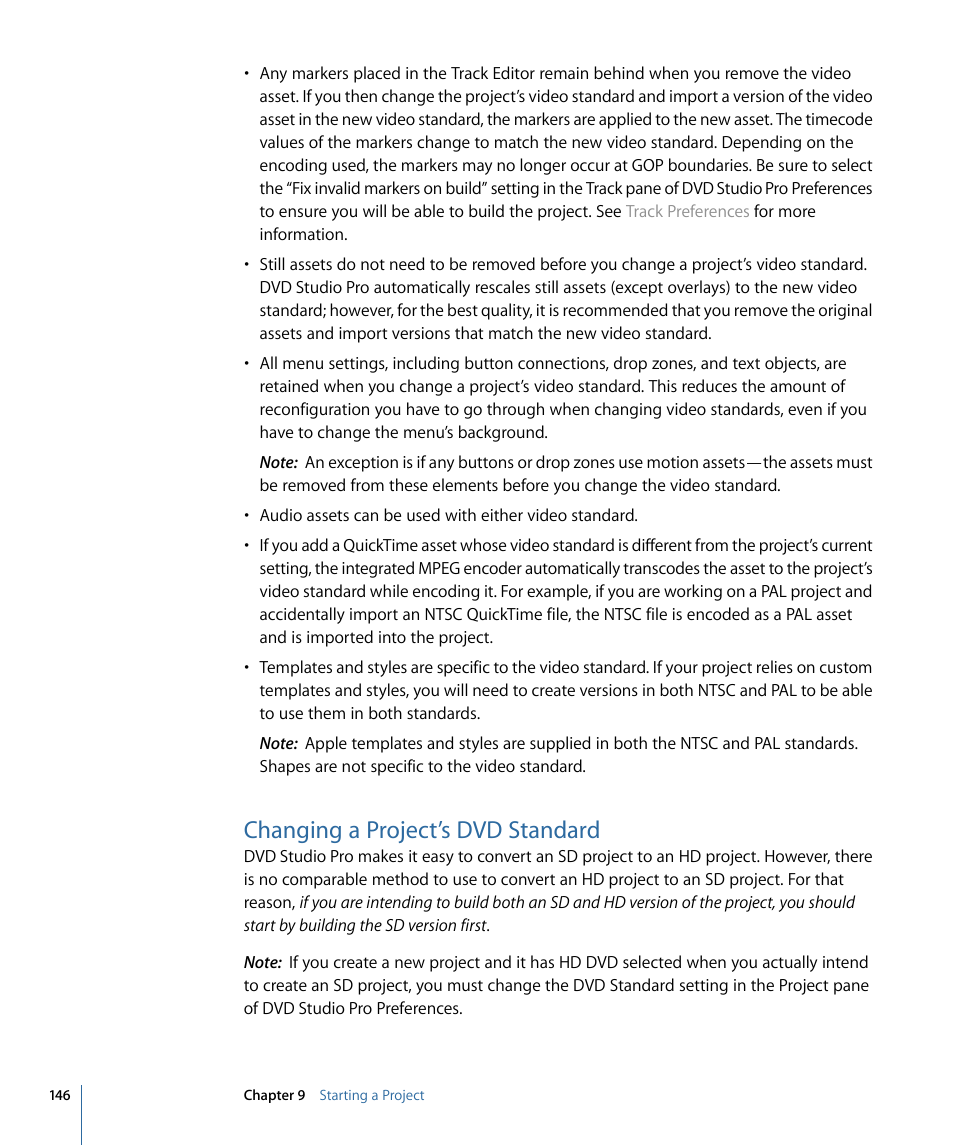 Changing a project’s dvd standard | Apple DVD Studio Pro 4 User Manual | Page 146 / 656