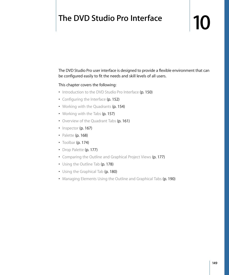 The dvd studio pro interface | Apple DVD Studio Pro 4 User Manual | Page 149 / 656