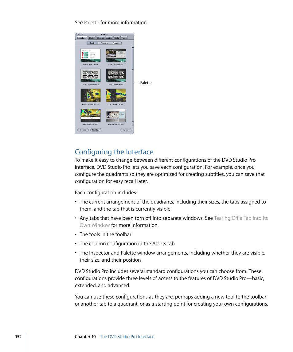 Configuring the interface | Apple DVD Studio Pro 4 User Manual | Page 152 / 656