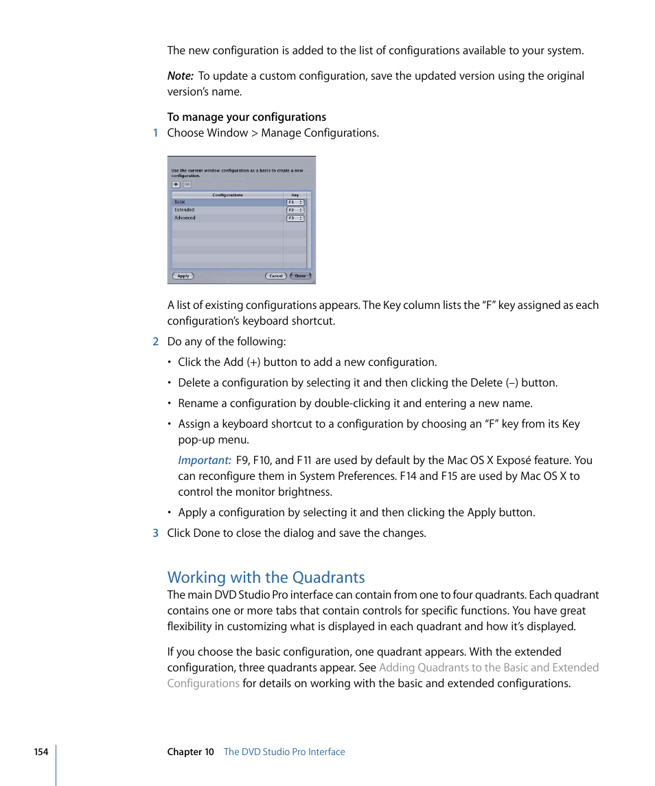 Working with the quadrants | Apple DVD Studio Pro 4 User Manual | Page 154 / 656