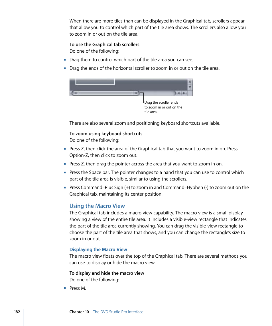 Using the macro view, Displaying the macro view | Apple DVD Studio Pro 4 User Manual | Page 182 / 656