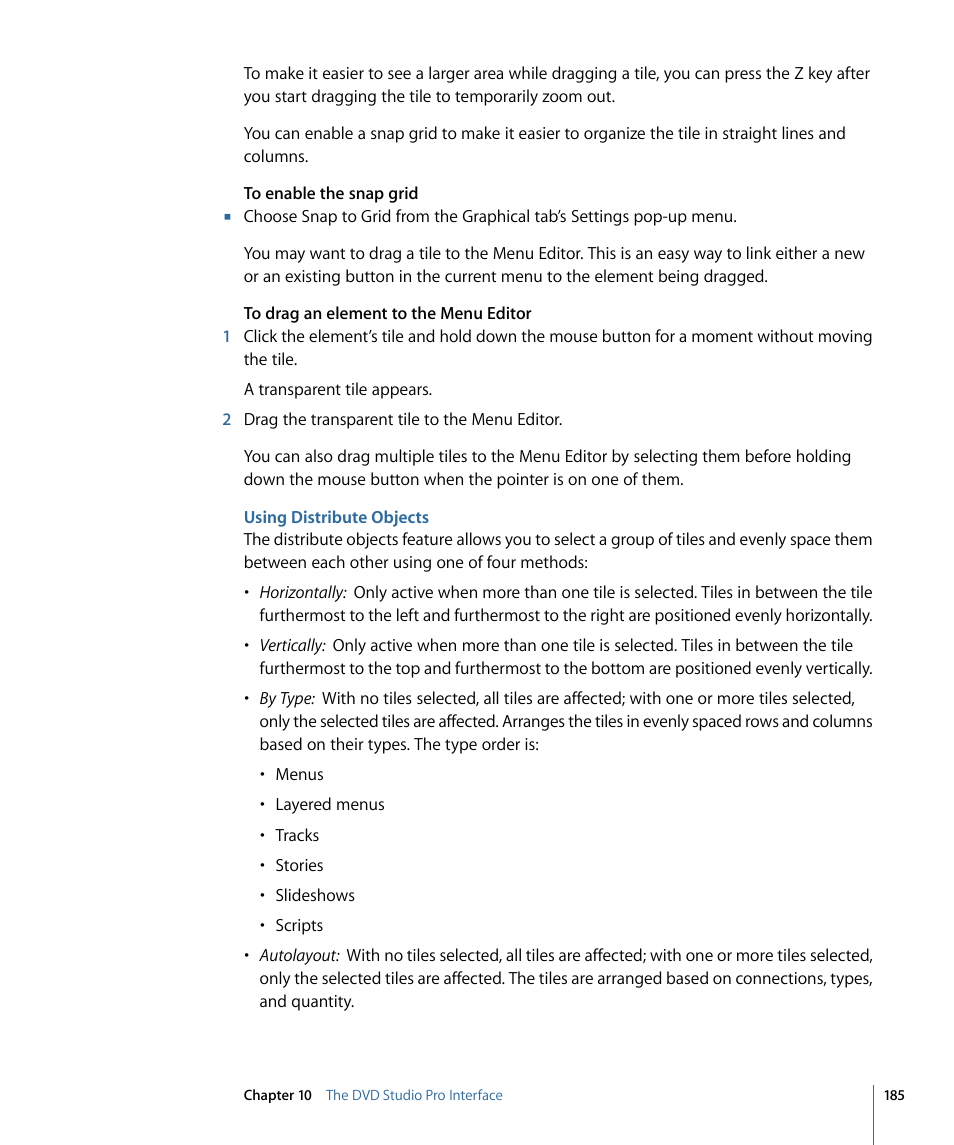 Using distribute objects | Apple DVD Studio Pro 4 User Manual | Page 185 / 656