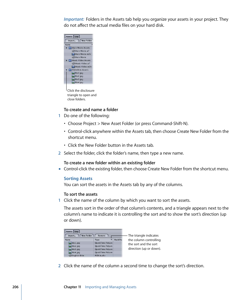 Sorting assets | Apple DVD Studio Pro 4 User Manual | Page 206 / 656