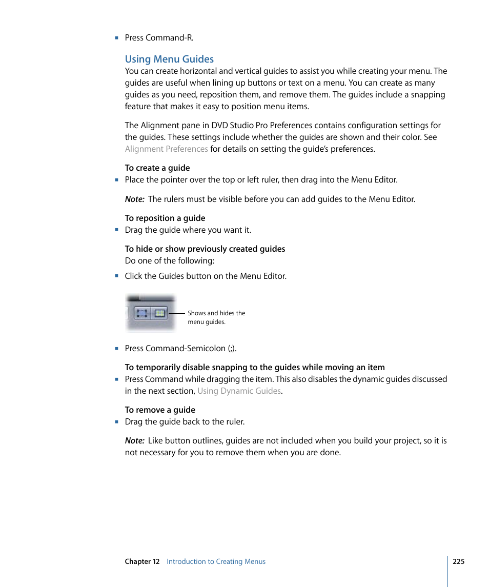 Using menu guides | Apple DVD Studio Pro 4 User Manual | Page 225 / 656