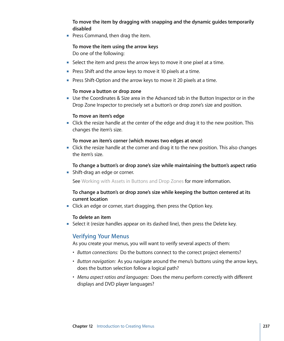 Verifying your menus | Apple DVD Studio Pro 4 User Manual | Page 237 / 656