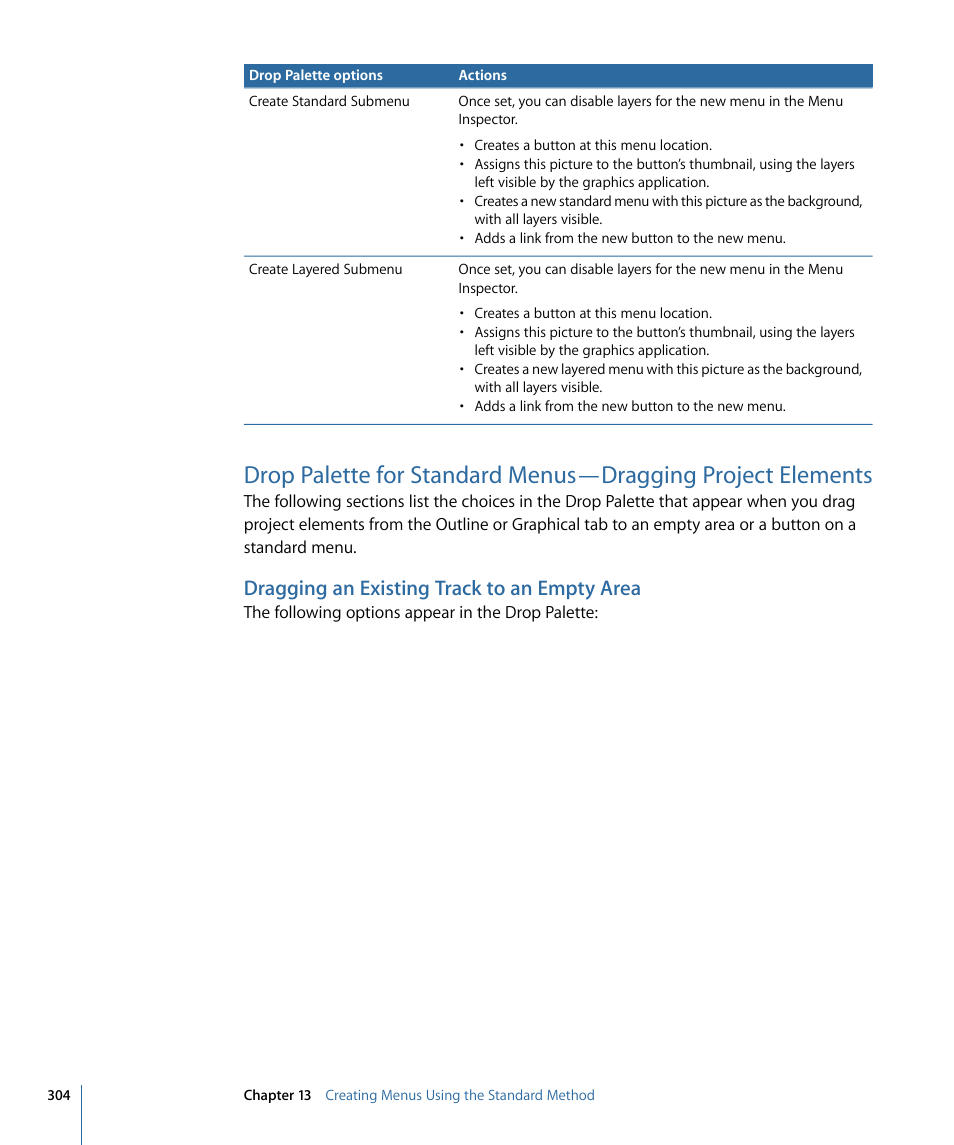 Dragging an existing track to an empty area | Apple DVD Studio Pro 4 User Manual | Page 304 / 656