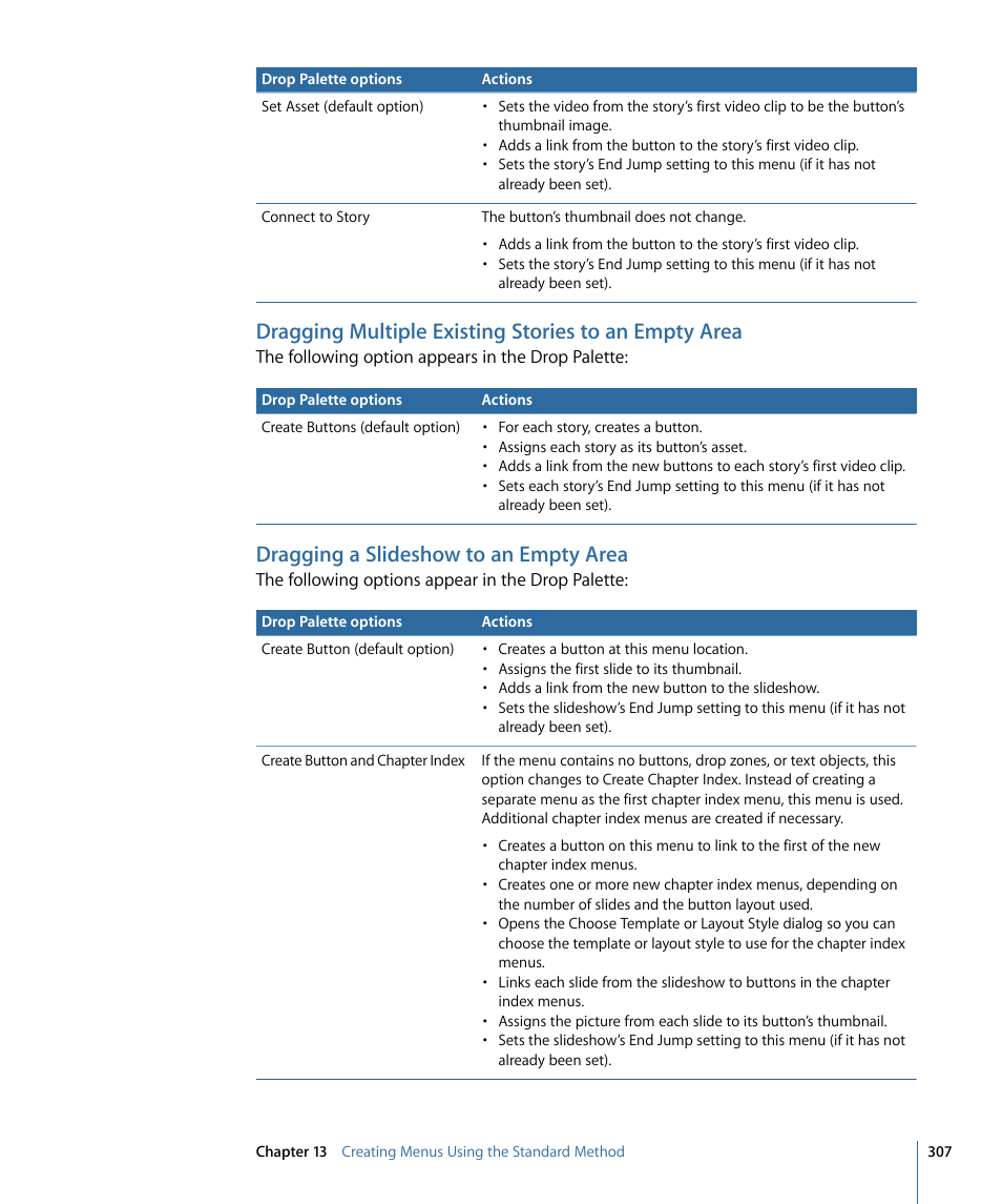 Dragging a slideshow to an empty area | Apple DVD Studio Pro 4 User Manual | Page 307 / 656