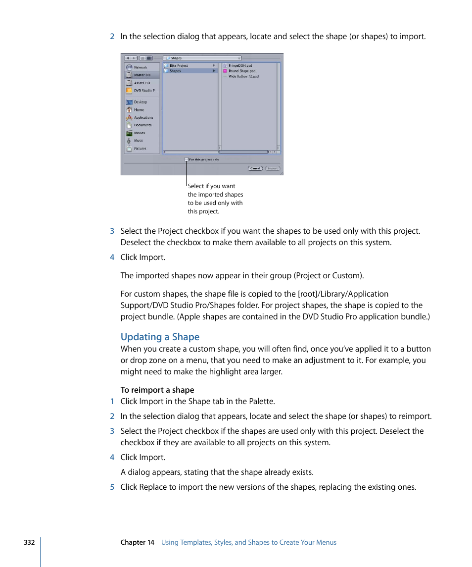 Updating a shape | Apple DVD Studio Pro 4 User Manual | Page 332 / 656